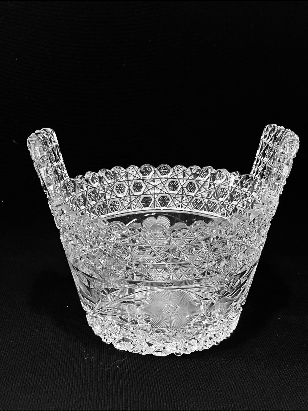 Antique American Brilliant Cut Ice Bucket Rare 7”-5”